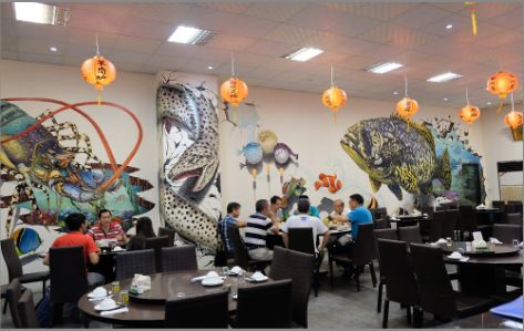 普安海鲜餐厅墙体彩绘